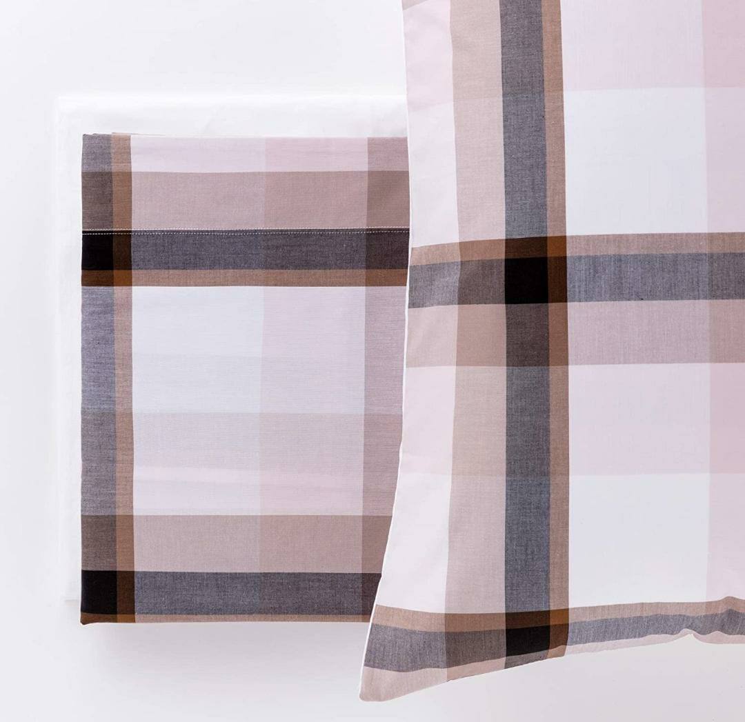 Completo lenzuola matrimoniale tinta in filo Olaf Check