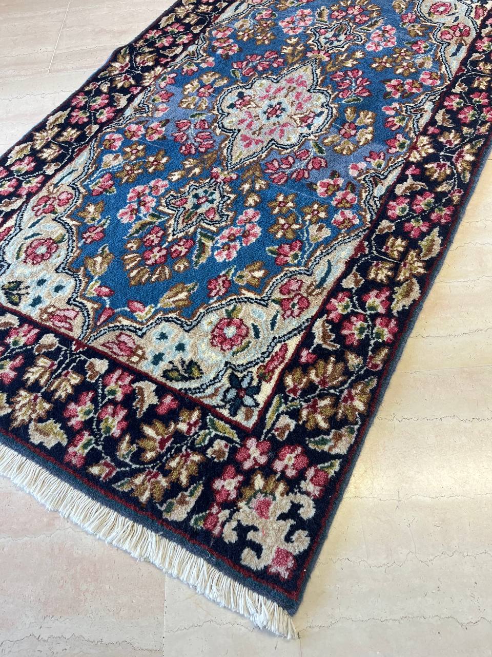 Tappeto orientale Kerman 85x155cm Blu
