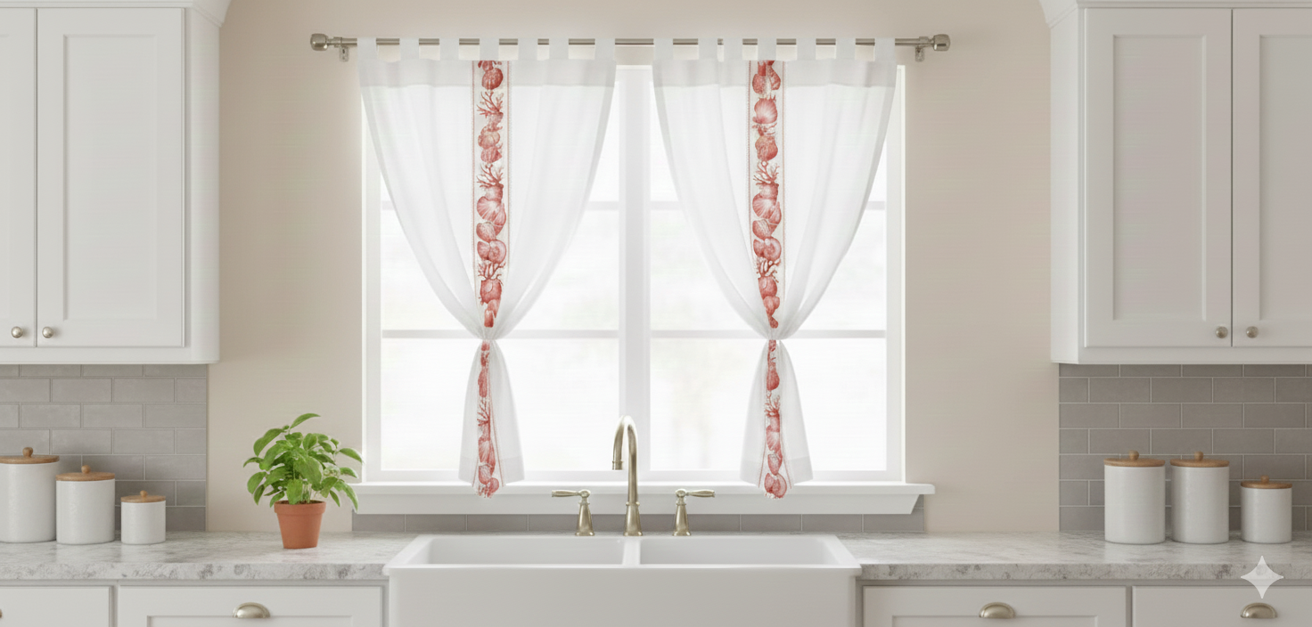 Coppia tendine modello conchiglie 60x170cm